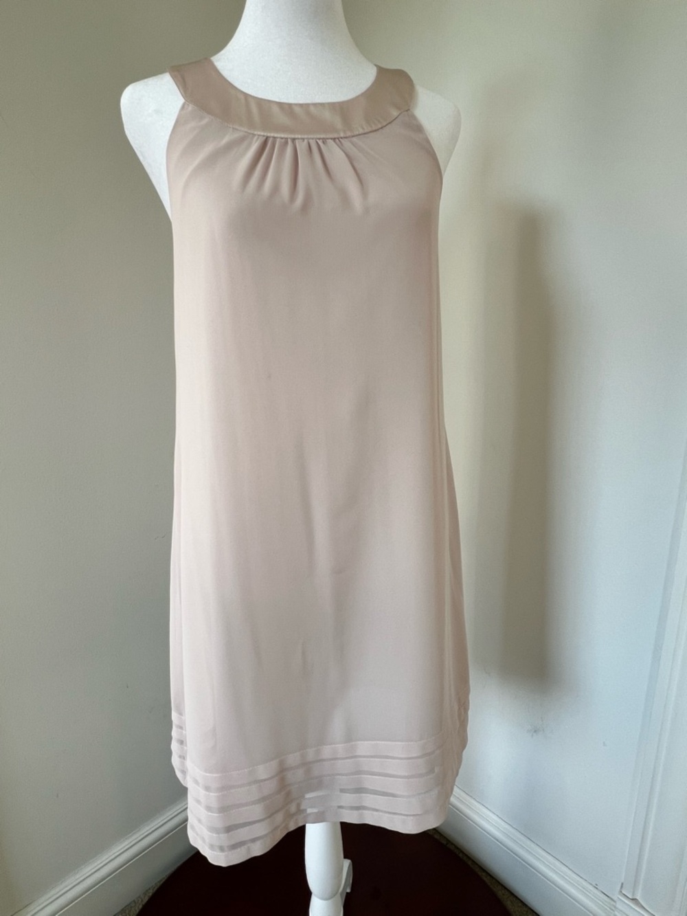 Pale Blush Satin Sleeveless Dress